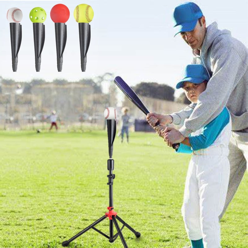 Storgem Batting Baseball tee Softball, Easy to Adjustable Height,Portable Tripod Stand Base Tee for Hitting Training Practice,with Carrying Bag (Black Red Pro) - Image 2